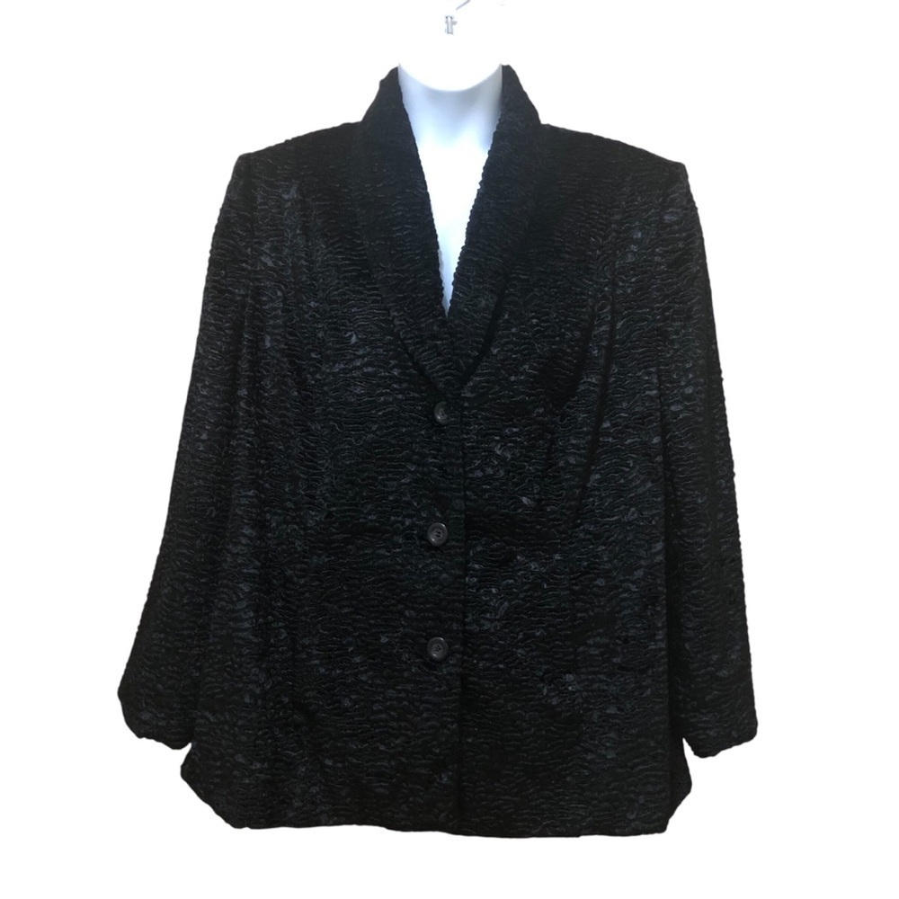 Style & Co Women’s Teddy Coat Size 22W Black Ripple Soft Feel Mid Length NWOT